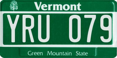 VT license plate YRU079