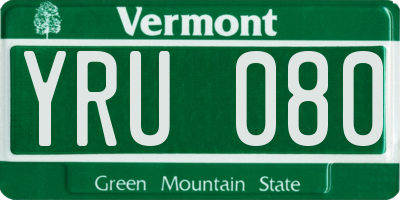 VT license plate YRU080