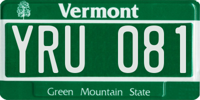 VT license plate YRU081