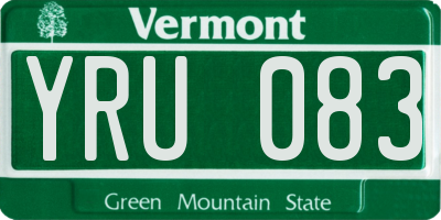 VT license plate YRU083