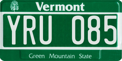 VT license plate YRU085
