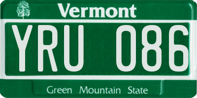 VT license plate YRU086