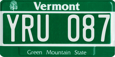 VT license plate YRU087