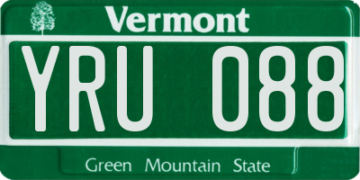 VT license plate YRU088