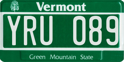 VT license plate YRU089