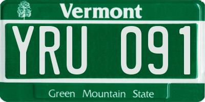 VT license plate YRU091
