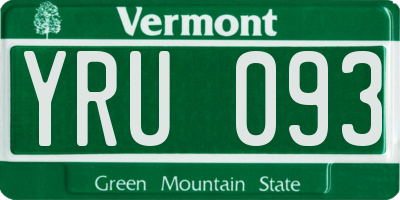 VT license plate YRU093
