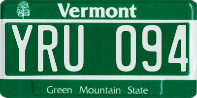 VT license plate YRU094