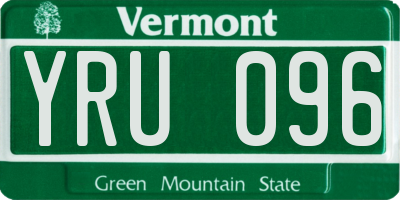 VT license plate YRU096