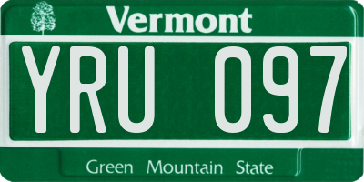 VT license plate YRU097