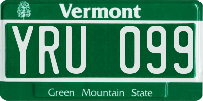 VT license plate YRU099