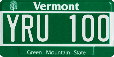 VT license plate YRU100