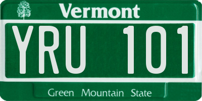 VT license plate YRU101