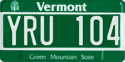 VT license plate YRU104