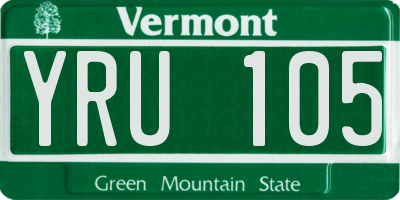VT license plate YRU105