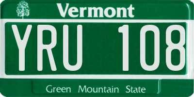 VT license plate YRU108