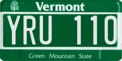VT license plate YRU110