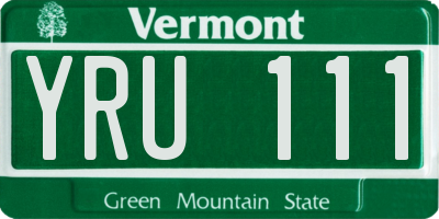 VT license plate YRU111