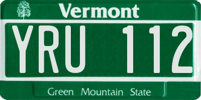 VT license plate YRU112
