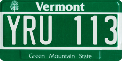 VT license plate YRU113