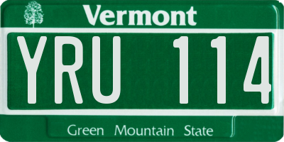 VT license plate YRU114