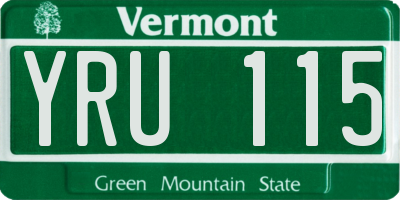 VT license plate YRU115