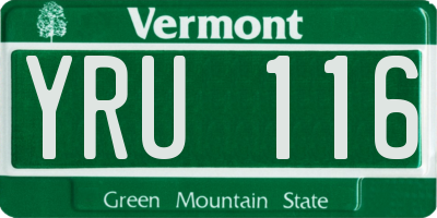 VT license plate YRU116