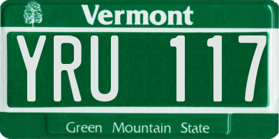 VT license plate YRU117