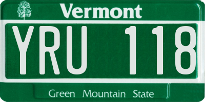 VT license plate YRU118