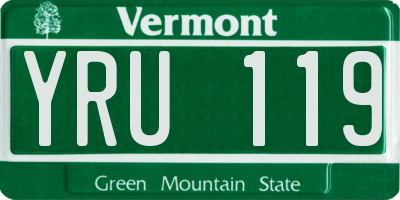 VT license plate YRU119