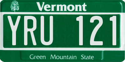 VT license plate YRU121
