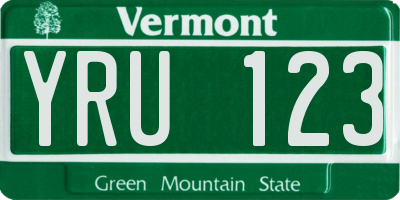 VT license plate YRU123