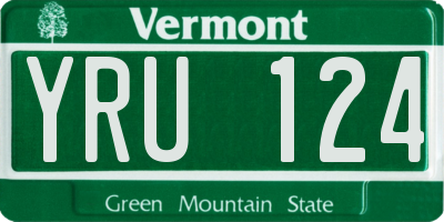 VT license plate YRU124