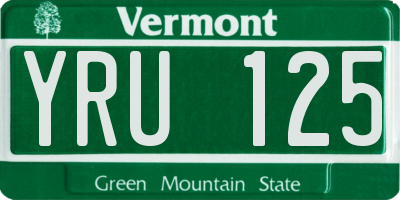 VT license plate YRU125