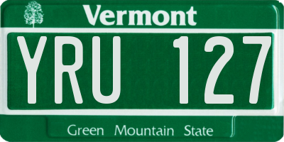 VT license plate YRU127