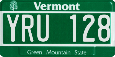 VT license plate YRU128