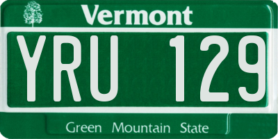 VT license plate YRU129