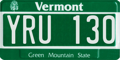 VT license plate YRU130
