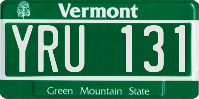 VT license plate YRU131