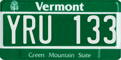 VT license plate YRU133