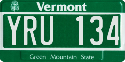 VT license plate YRU134