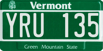 VT license plate YRU135