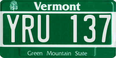 VT license plate YRU137