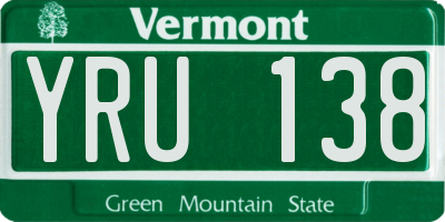 VT license plate YRU138