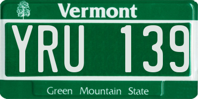 VT license plate YRU139