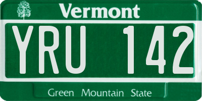 VT license plate YRU142