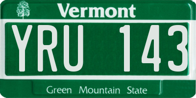 VT license plate YRU143