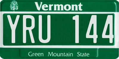 VT license plate YRU144