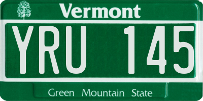 VT license plate YRU145