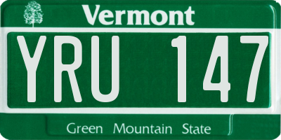 VT license plate YRU147